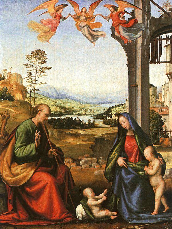 Fra Bartolommeo The Holy Family with the Infant St. John in a Landscape Norge oil painting art